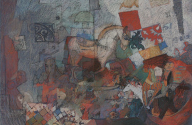 Картина под названием "Корзина-игрушек." - Наталья Кузнецова, Подлинное произведение искусства, Пастель