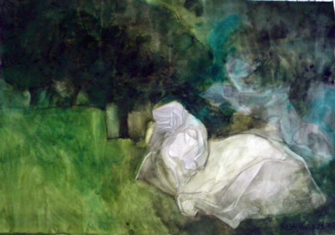Картина под названием "Парк 2 Зеленый лист" - Наталья Кузнецова, Подлинное произведение искусства, Акварель