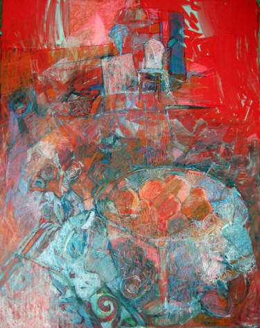Картина под названием "Фрукты-в-красном-ин…" - Наталья Кузнецова, Подлинное произведение искусства, Пастель