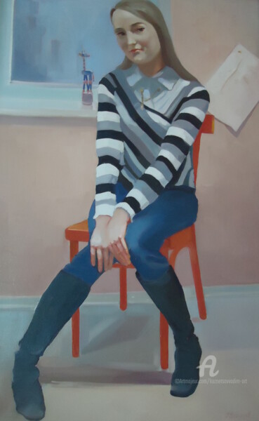 Peinture intitulée "Портрет девушки" par Vadim Kuznetsov, Œuvre d'art originale, Huile