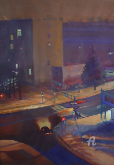 Pintura titulada ""Розовый снег"" por Vadim Kuznetsov, Obra de arte original, Témpera