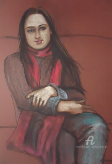 Peinture intitulée "Портрет "Девушка с…" par Vadim Kuznetsov, Œuvre d'art originale, Pastel