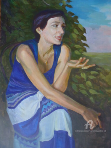 Painting titled ""Портрет"" by Vadim Kuznetsov, Original Artwork, Acrylic