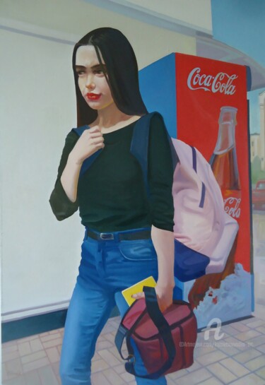 Peinture intitulée "Дорога в школу" par Vadim Kuznetsov, Œuvre d'art originale, Huile
