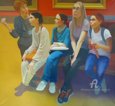Peinture intitulée ""Экскурсия"" par Vadim Kuznetsov, Œuvre d'art originale, Huile