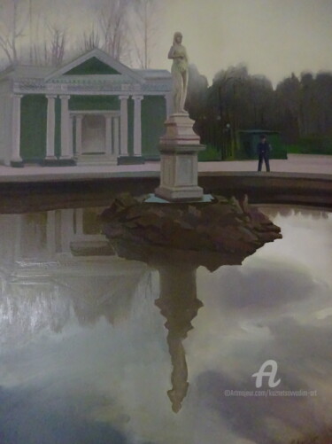 Peinture intitulée "Фонтан с купальщицей" par Vadim Kuznetsov, Œuvre d'art originale, Huile