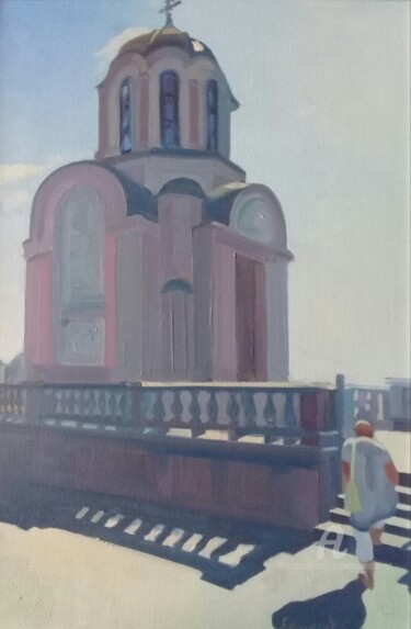 Painting titled "Часовня в Ялте" by Vadim Kuznetsov, Original Artwork, Oil