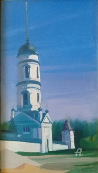 Malerei mit dem Titel "Монастырская башня" von Vadim Kuznetsov, Original-Kunstwerk, Öl