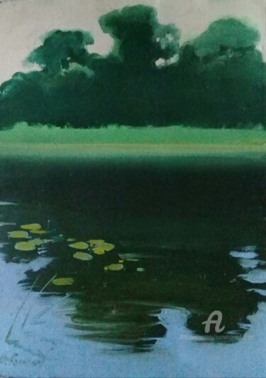 Peinture intitulée "Пейзаж с поплавком" par Vadim Kuznetsov, Œuvre d'art originale, Huile