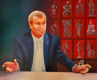 Painting titled ""Портрет учёного"(p…" by Vadim Kuznetsov, Original Artwork, Oil
