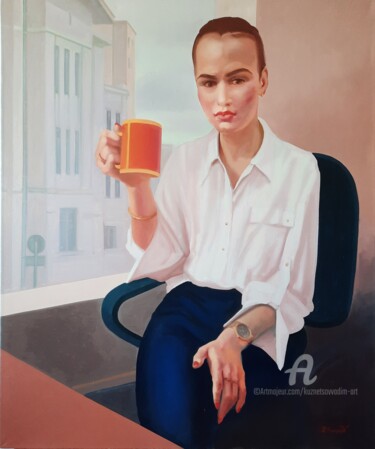 Картина под названием "Morning  chocolate" - Вадим Кузнецов, Подлинное произведение искусства, Масло