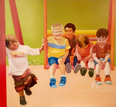 Peinture intitulée ""Дети приюта"" par Vadim Kuznetsov, Œuvre d'art originale, Huile