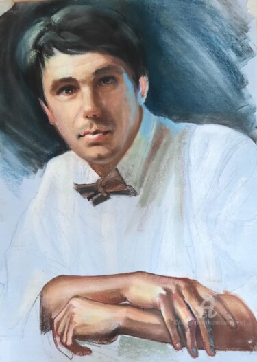 Disegno intitolato "Портрет музыканта" da Vadim Kuznetsov, Opera d'arte originale, Pastello