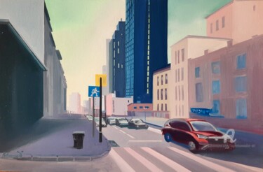 「Городской пейзаж」というタイトルの絵画 Вадим Кузнецовによって, オリジナルのアートワーク, オイル