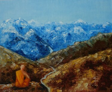 Malerei mit dem Titel "Meditation" von Kvantaliani, Original-Kunstwerk, Öl