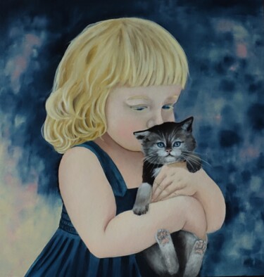 Painting titled "Little Anna" by Kvantaliani, Original Artwork, Oil
