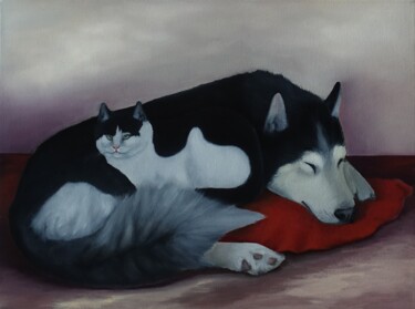 Peinture intitulée "Friends" par Kvantaliani, Œuvre d'art originale, Huile