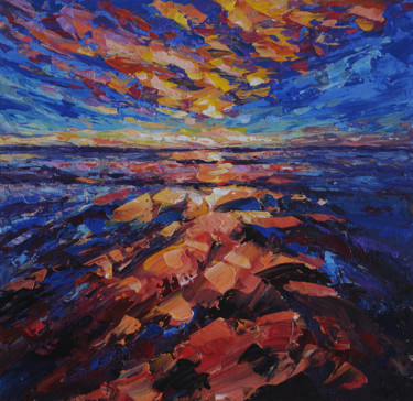 Malerei mit dem Titel "Закат над морем" von Liubov Kvashnina, Original-Kunstwerk, Acryl