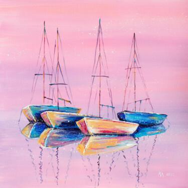 Pintura titulada "Pink sunset" por Liubov Kvashnina, Obra de arte original, Acrílico