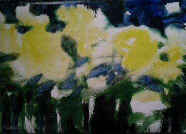 Peinture intitulée "Цветы в сумерках" par Andrei Kliuiko, Œuvre d'art originale, Aquarelle