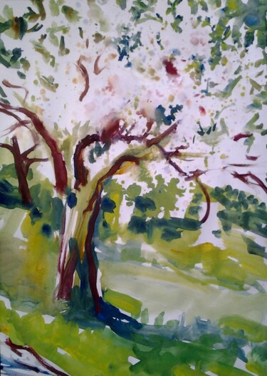 Картина под названием "Цветущая яблоня" - Андрей Клюйко, Подлинное произведение искусства, Акварель