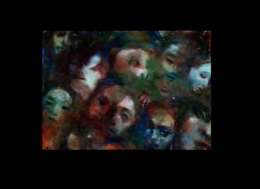 Картина под названием "Толпа" - Андрей Клюйко, Подлинное произведение искусства, Акварель