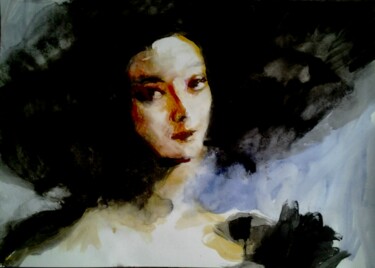 Картина под названием "В маске" - Андрей Клюйко, Подлинное произведение искусства, Акварель