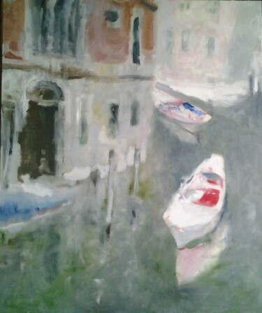 Картина под названием "Белая лодка" - Андрей Клюйко, Подлинное произведение искусства, Масло