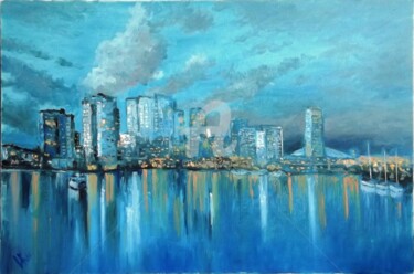 Картина под названием "city" - Vitalii Kruhlov, Подлинное произведение искусства, Масло