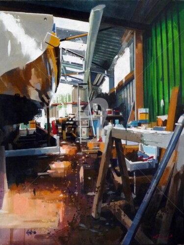 Peinture intitulée "garage.jpg" par Kwon, Œuvre d'art originale