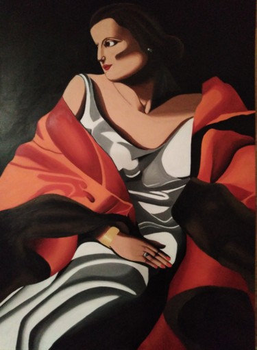 Картина под названием "The lady with pearls" - Κωνσταντινος Κολοβος, Подлинное произведение искусства, Акрил