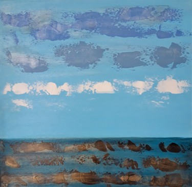 Painting titled "Nuages et mer" by Jacek Wendzonka, Original Artwork, Acrylic