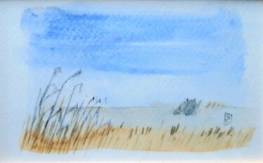 Картина под названием "La plage dans les L…" - Jacek Wendzonka, Подлинное произведение искусства, Акварель Установлен на кар…