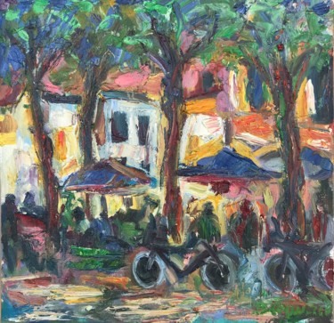 Peinture intitulée "jour de marché" par Kybalion, Œuvre d'art originale, Huile