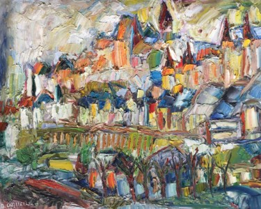 Peinture intitulée "Uzerche" par Kybalion, Œuvre d'art originale, Huile