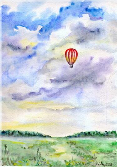 Painting titled "Воздушный шар.jpg" by Kella, Original Artwork, Watercolor