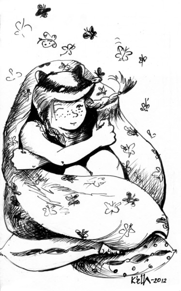 Картина под названием "Лёля и одеяло" - Къелла, Подлинное произведение искусства