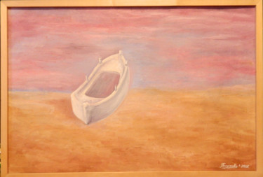 Картина под названием "Одинокая лодка" - Къелла, Подлинное произведение искусства