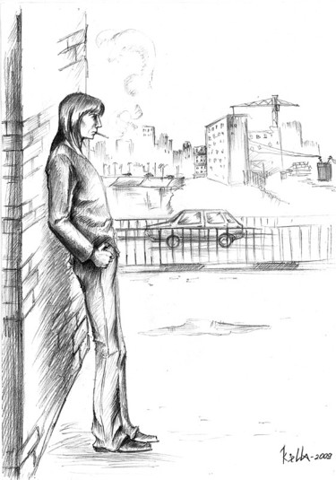 Картина под названием "Мелькор в городе, н…" - Къелла, Подлинное произведение искусства