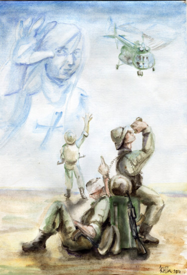 Ζωγραφική με τίτλο ""Мы уходим с восток…" από Къелла, Αυθεντικά έργα τέχνης, Ακουαρέλα