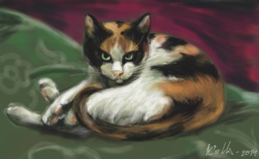 Цифровое искусство под названием "Кошка Макарона" - Къелла, Подлинное произведение искусства
