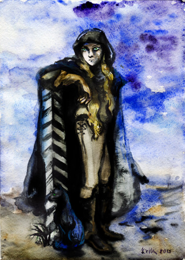 Картина под названием "Мэйдартин Фаэрир (л…" - Къелла, Подлинное произведение искусства, Акварель