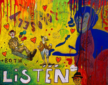 Malerei mit dem Titel "LISTEN CLOSELY" von Kyle José Franco Patterson, Original-Kunstwerk, Acryl