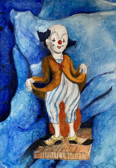 Painting titled "A CLOWN I FOUND IN…" by Kyle José Franco Patterson, Original Artwork, Watercolor