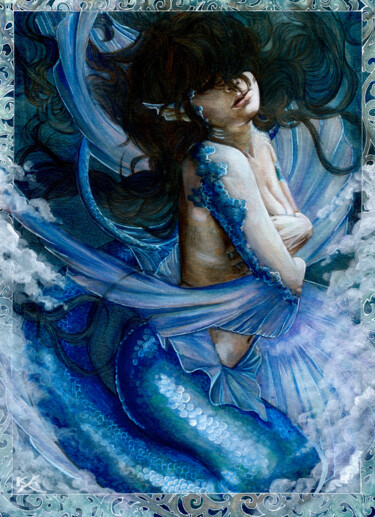Peinture intitulée "Blue" par Kylie Holland (KyA Illustration), Œuvre d'art originale, Aquarelle
