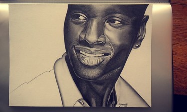 Drawing titled "omar sy" by Kevin Boeur, Original Artwork, Graphite