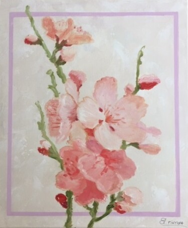 Peinture intitulée "Fleurs de pommier" par Elisa Pintora, Œuvre d'art originale, Huile Monté sur Châssis en bois