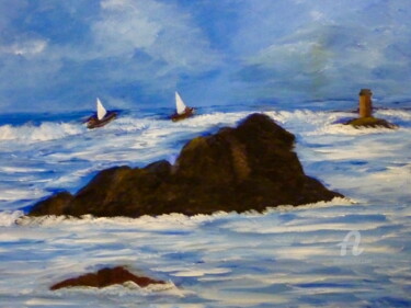 Peinture intitulée "Mer bleue" par Kyna De Schouël, Œuvre d'art originale, Acrylique