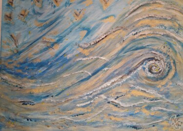 Pintura titulada "La vague d'or" por Pernelle Chaumeil, Obra de arte original, Acrílico