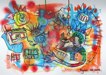Картина под названием ""Jeu d'enfant 3" -…" - Kynsc, Подлинное произведение искусства, Акрил